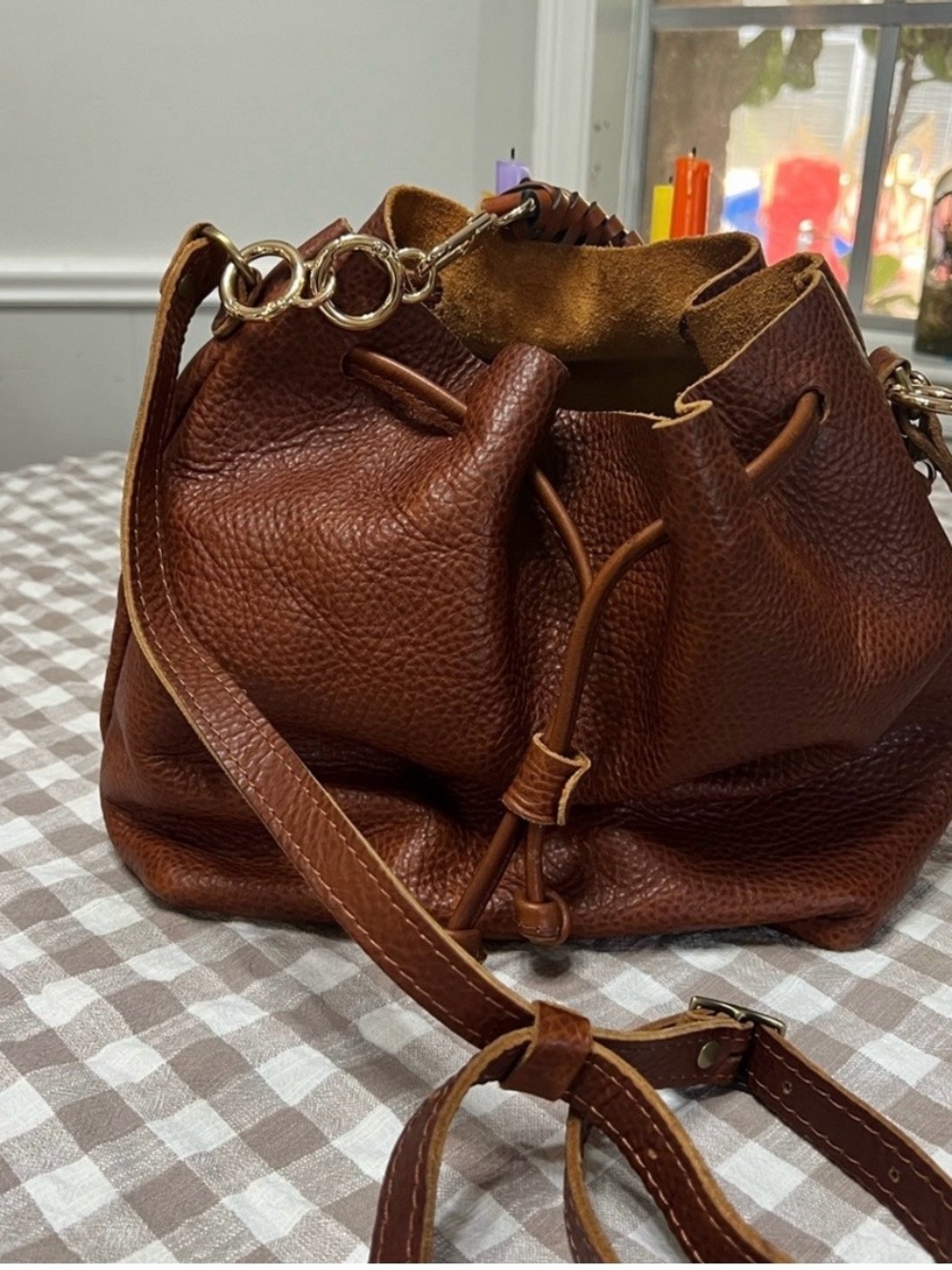 Portland Leather Large Bucket Bag In Nutmeg - Picture 12 of 14